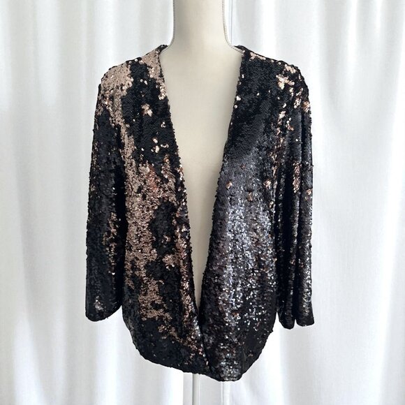 TORRID Reversible Black Metallic Sequin Blazer Jacket Size 3X/4X - Picture 1 of 8